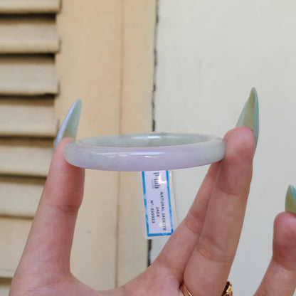 Yingmart 52mm PNJ Certified Natural Color Light Green Light Purple Natural Jadeite Jade Bangle Bracelet, Real Gemstone, Gift for Her Mom