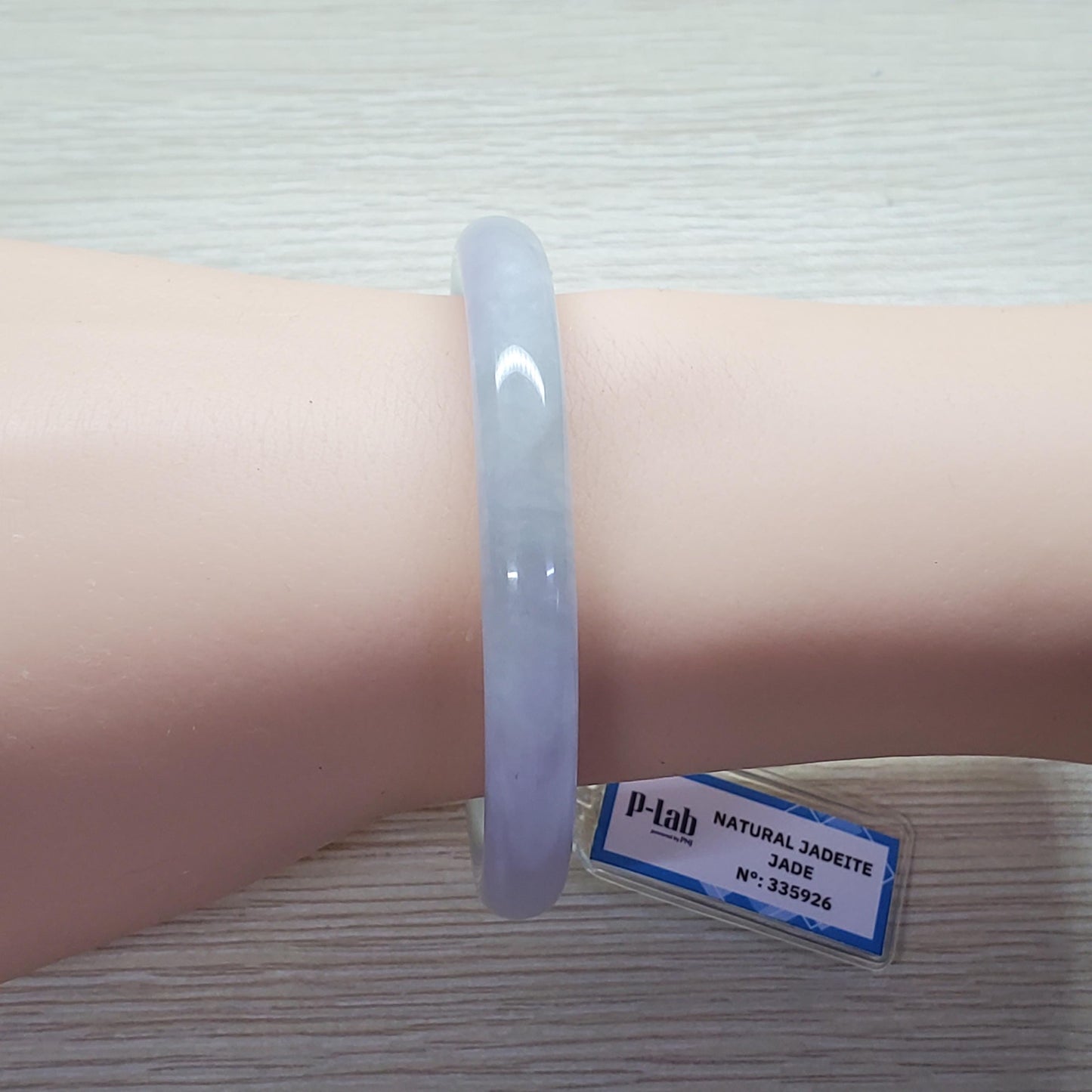 Yingmart 53mm PNJ Certified Natural Color Light Green Light Purple Natural Jadeite Jade Bangle Bracelet, Real Gemstone, Gift for Her Sister