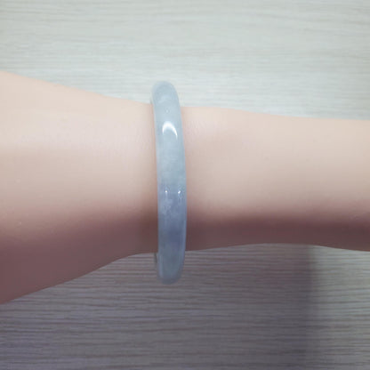 Yingmart 53mm PNJ Certified Natural Color Light Green Grey White Natural Jadeite Jade Bangle Bracelet, Real Gemstone, Gift for Her Sister