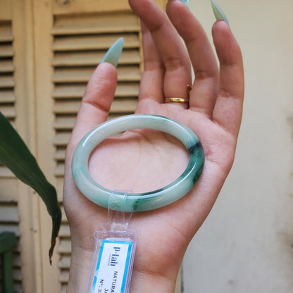 Yingmart 52mm PNJ Certified Natural Color Green Light Green Natural Jadeite Jade Bangle, Real Gemstone, Gift for Her Sister, Mom Jewelry