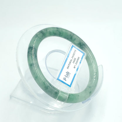 Yingmart 53mm PNJ Certified Natural Color Green White Natural Jadeite Jade Bangle, Real Gemstone, Gift for Her, Bracelet for Sister, Mom