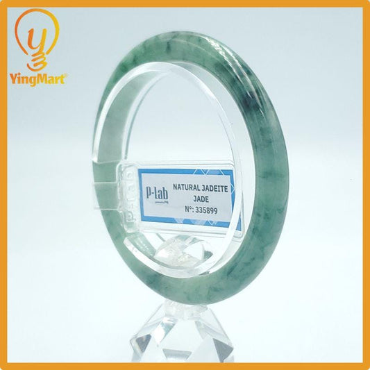 Yingmart 53 mm PNJ Certified Natural Color Green Dark Green Natural Jadeite Jade Bangle Bracelet, Real Gemstone, Gift for Her Mom Grandma