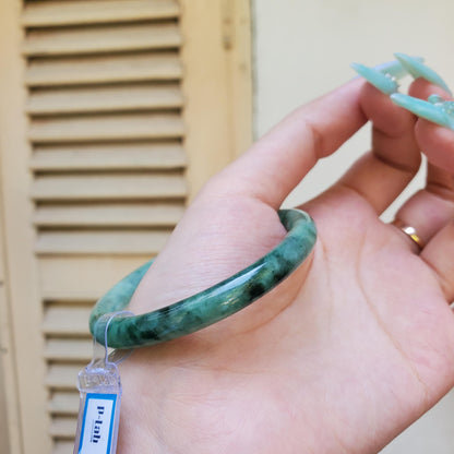 Yingmart 53 mm PNJ Certified Natural Color Green Dark Green Natural Jadeite Jade Bangle Bracelet, Real Gemstone, Gift for Her Mom Grandma