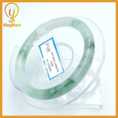 Yingmart 54mm PNJ Certified Natural Color Green Light Green Natural Jadeite Jade Bangle Bracelet, Real Gemstone, Gift for Her Mom Grandma