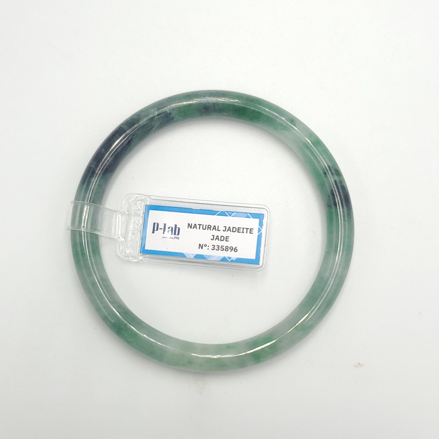 Yingmart 64mm PNJ Certified Natural Color Green Black Dark Green Natural Jadeite Jade Bangle Bracelet, Real Gemstone Gift for Her Mom Sister