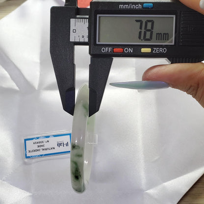 Yingmart 55mm PNJ Certified Natural Color Green Light Green White Natural Jadeite Jade Bangle Bracelet, Real Gemstone Gift for Mom Sister