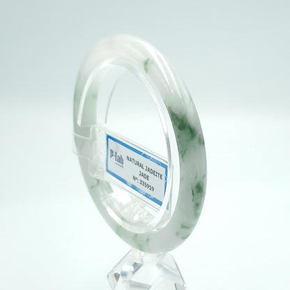 Yingmart 55mm PNJ Certified Natural Color Green Light Green White Natural Jadeite Jade Bangle Bracelet, Real Gemstone Gift for Mom Sister