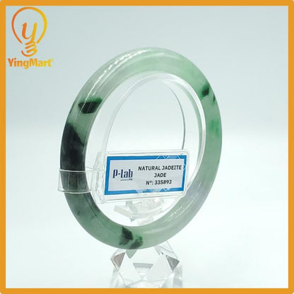 Yingmart 58mm PNJ Certified Natural Color Black Green White Natural Jadeite Jade Bangle Bracelet, Real Gemstone Gift for Her Mom Sister
