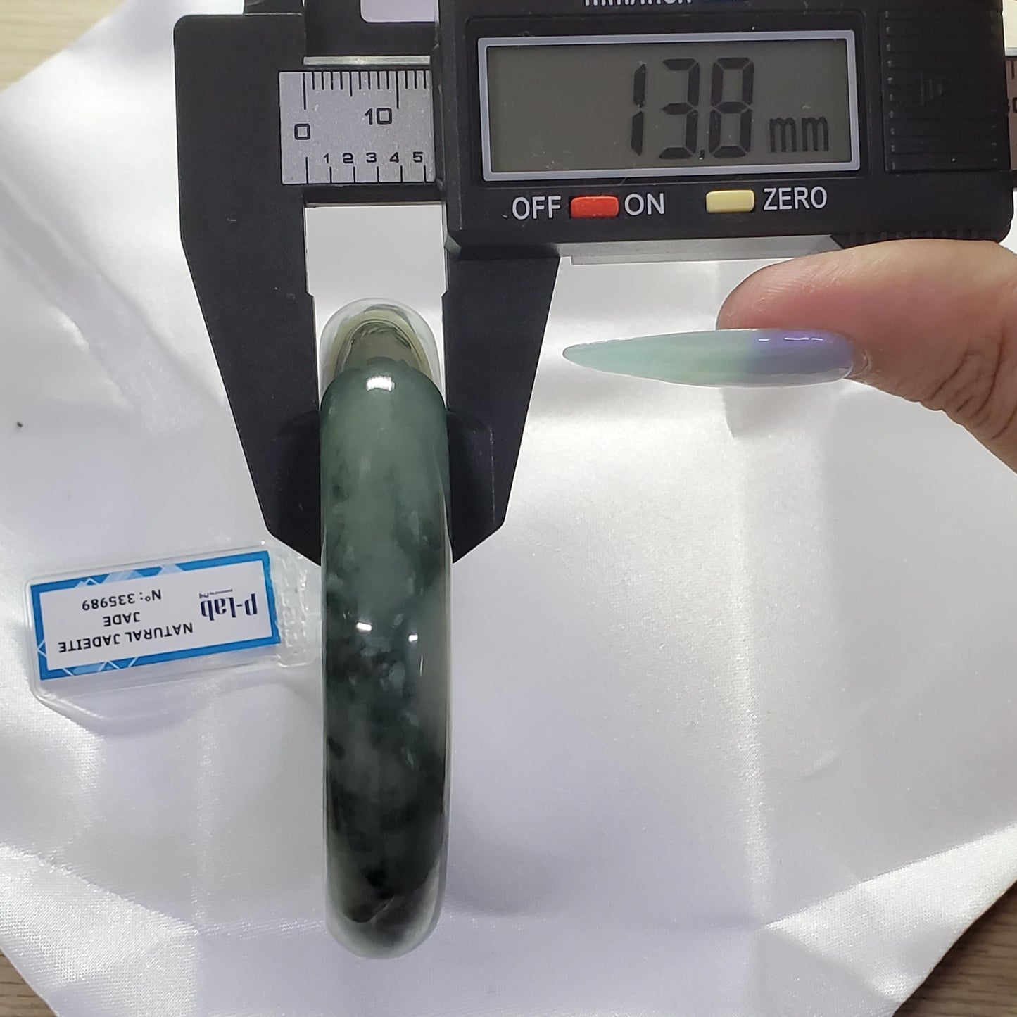 Yingmart 65mm PNJ Certified Natural Color Black Dark Green White Natural Jadeite Jade Bangle Bracelet, Real Gemstone Gift for Her Mom Sister