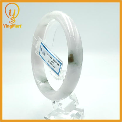 Yingmart 65mm PNJ Certified Natural Color White Green Natural Jadeite Jade Bangle Bracelet, Real Gemstone Gift for Her Mom Grandma Sister
