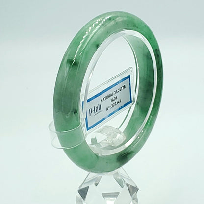 Yingmart 54mm PNJ Certified Natural Color Green White  Natural Jadeite Jade Bangle Bracelet, Real Gemstone Gift for Her Mom Sister Grandma