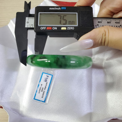 Yingmart 52mm PNJ Certified Natural Color Green White  Natural Jadeite Jade Bangle Bracelet, Real Gemstone Gift for Her Mom Sister Grandma