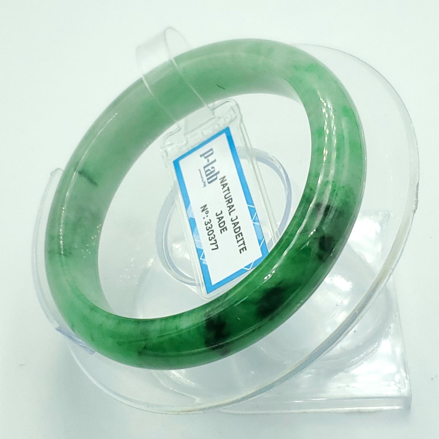 Yingmart 52mm PNJ Certified Natural Color Green White  Natural Jadeite Jade Bangle Bracelet, Real Gemstone Gift for Her Mom Sister Grandma