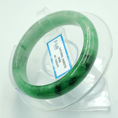 Yingmart 52mm PNJ Certified Natural Color Green White  Natural Jadeite Jade Bangle Bracelet, Real Gemstone Gift for Her Mom Sister Grandma