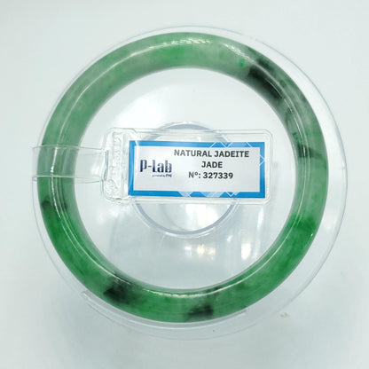 Yingmart 54mm PNJ Certified Natural Color Green White  Natural Jadeite Jade Bangle Bracelet, Real Gemstone Gift for Her Mom Sister Grandma
