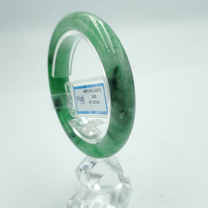 Yingmart 54mm PNJ Certified Natural Color Green White  Natural Jadeite Jade Bangle Bracelet, Real Gemstone Gift for Her Mom Sister Grandma