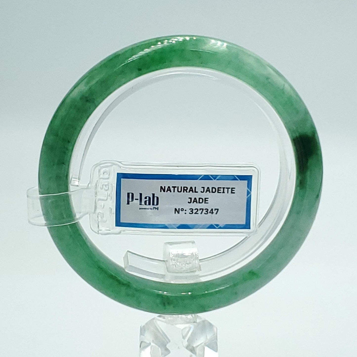 Yingmart 55mm PNJ Certified Natural Color Green White  Natural Jadeite Jade Bangle Bracelet, Real Gemstone Gift for Her Mom Sister Grandma