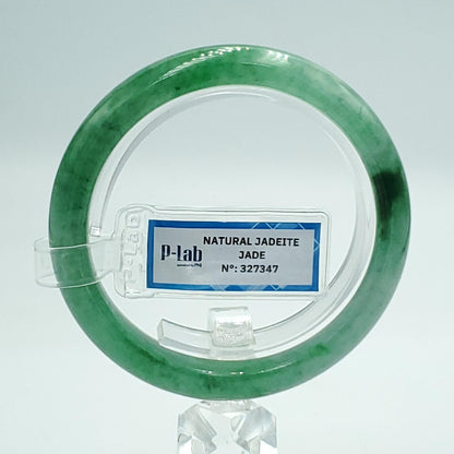 Yingmart 55mm PNJ Certified Natural Color Green White  Natural Jadeite Jade Bangle Bracelet, Real Gemstone Gift for Her Mom Sister Grandma
