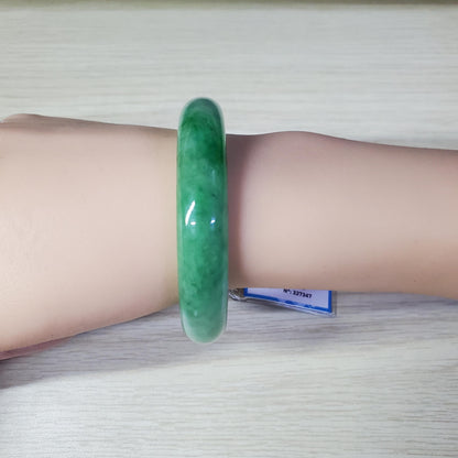 Yingmart 55mm PNJ Certified Natural Color Green White  Natural Jadeite Jade Bangle Bracelet, Real Gemstone Gift for Her Mom Sister Grandma