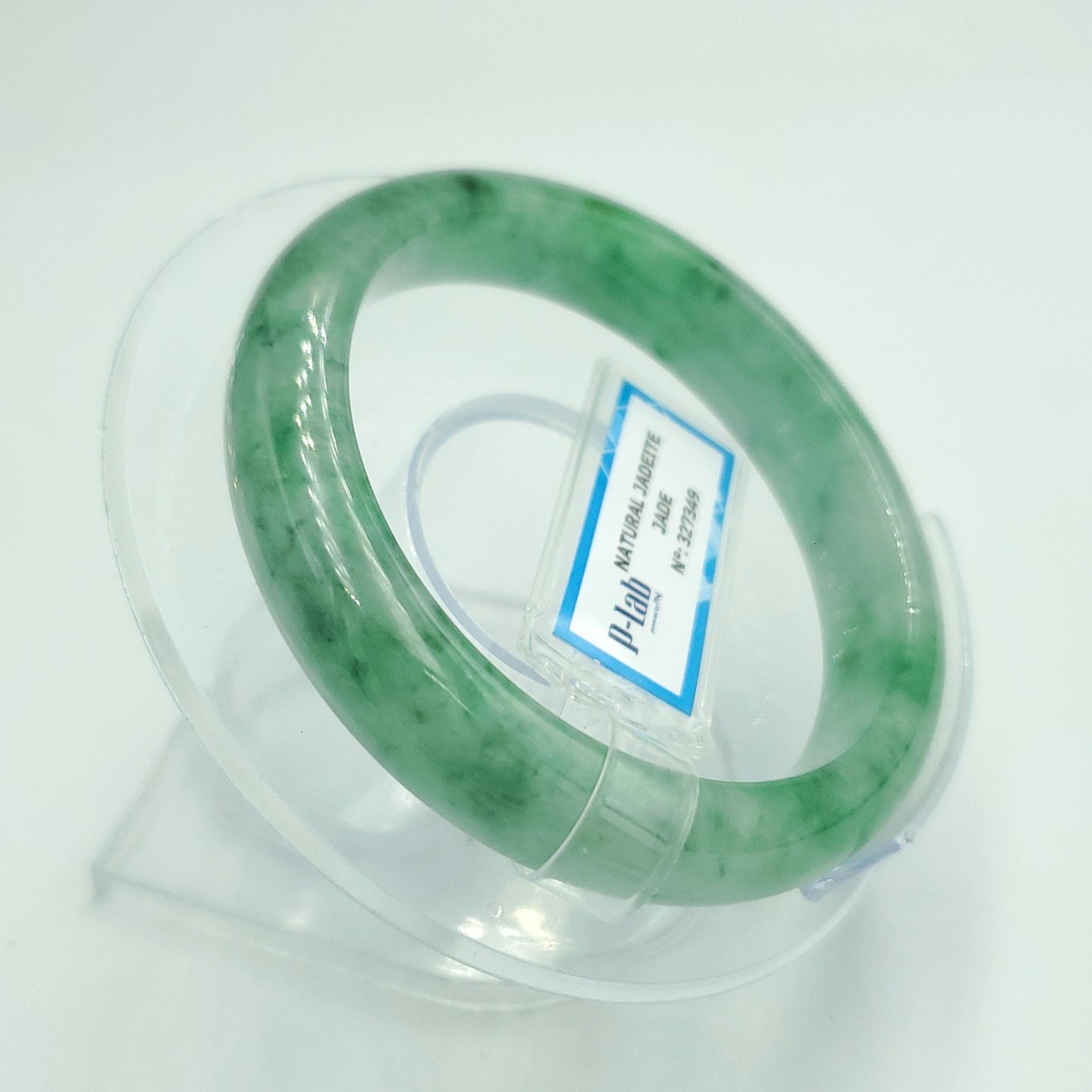 Yingmart 52mm PNJ Certified Natural Color Green White  Natural Jadeite Jade Bangle Bracelet, Real Gemstone Gift for Her Mom Sister Grandma