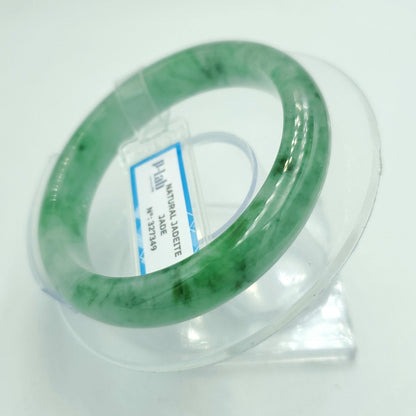 Yingmart 52mm PNJ Certified Natural Color Green White  Natural Jadeite Jade Bangle Bracelet, Real Gemstone Gift for Her Mom Sister Grandma