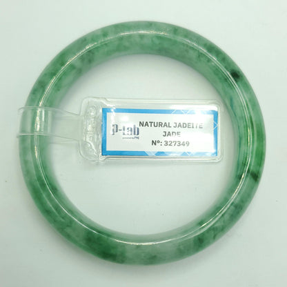 Yingmart 52mm PNJ Certified Natural Color Green White  Natural Jadeite Jade Bangle Bracelet, Real Gemstone Gift for Her Mom Sister Grandma