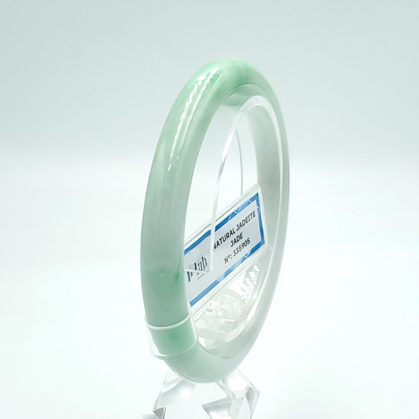 Yingmart 56mm PNJ Certified Natural Color Green White Natural Jadeite Jade Bangle Bracelet, Real Gemstone Gift for Her Mom Sister Grandma