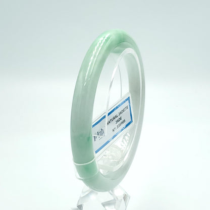 Yingmart 56mm PNJ Certified Natural Color Green White Natural Jadeite Jade Bangle Bracelet, Real Gemstone Gift for Her Mom Sister Grandma