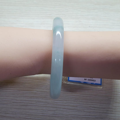 Yingmart 53mm PNJ Certified Natural Color Green White Natural Jadeite Jade Bangle Bracelet, Real Gemstone Gift for Her Mom Sister Grandma