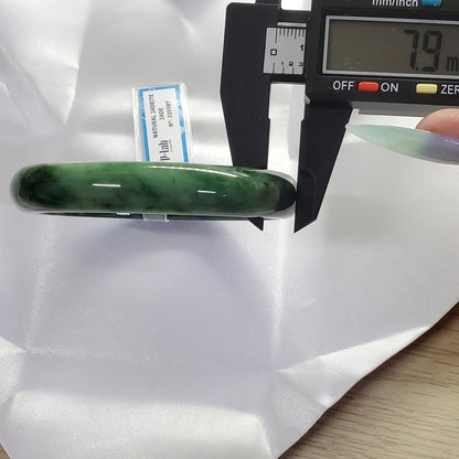 Yingmart 65mm PNJ Certified Natural Color Green White Black Natural Jadeite Jade Bangle Bracelet, Real Gemstone Gift for Mom Sister Grandma