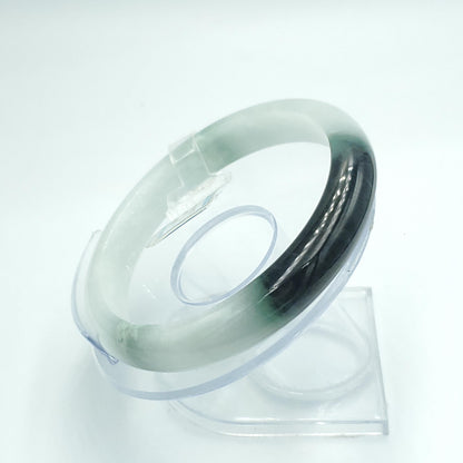 Yingmart 63mm PNJ Certified Natural Color Green White Black Natural Jadeite Jade Bangle Bracelet, Real Gemstone Gift for Mom Sister Grandma