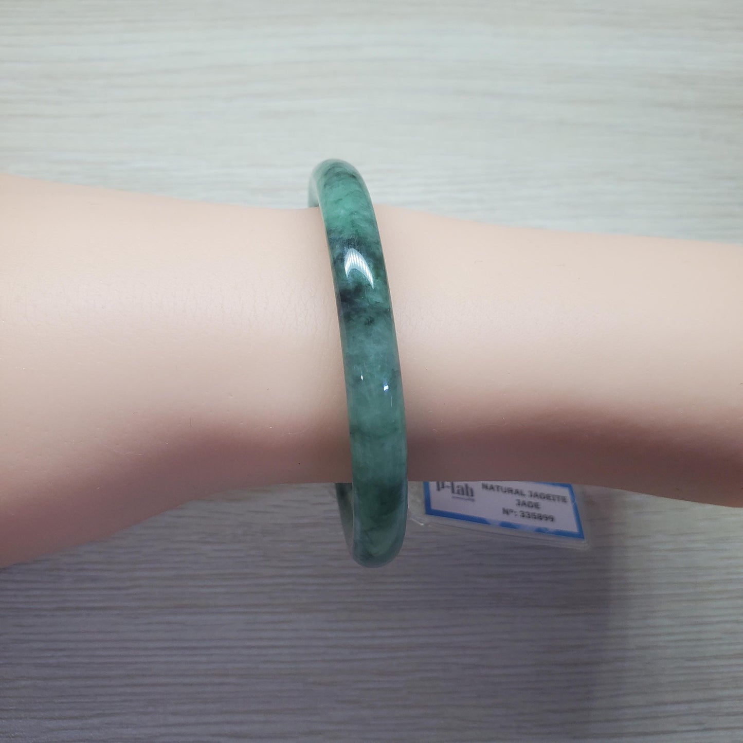 Yingmart 53 mm PNJ Certified Natural Color Green Dark Green Natural Jadeite Jade Bangle Bracelet, Real Gemstone, Gift for Her Mom Grandma