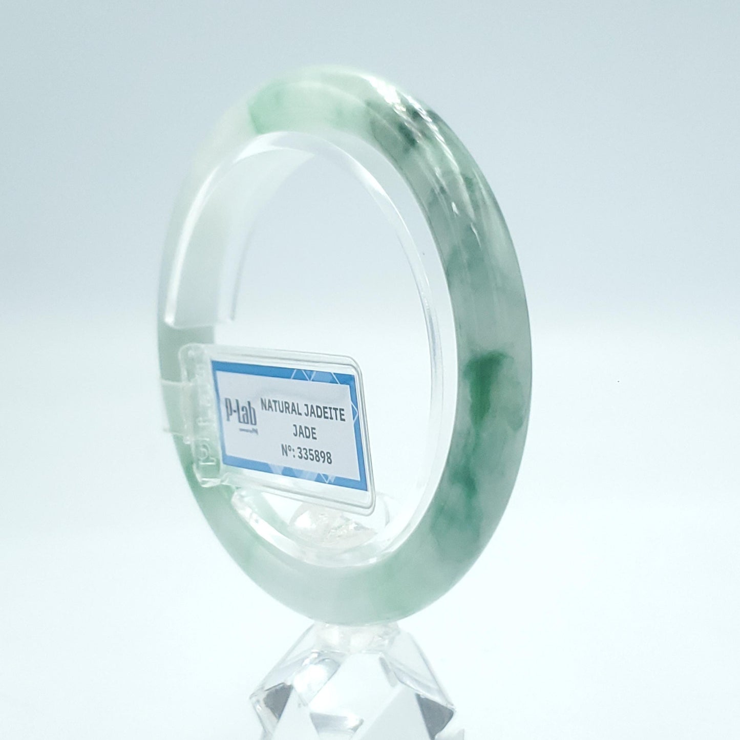 Yingmart 54mm PNJ Certified Natural Color Green Light Green Natural Jadeite Jade Bangle Bracelet, Real Gemstone, Gift for Her Mom Grandma