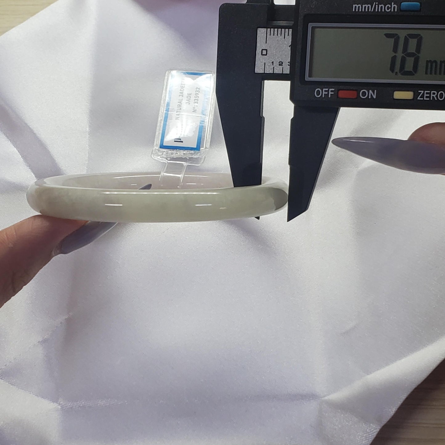 Yingmart 62mm PNJ Certified Natural Color White Natural Jadeite Jade Bangle Bracelet, Real Gemstone, Gift for Her Mom Grandma Grandpa Sister