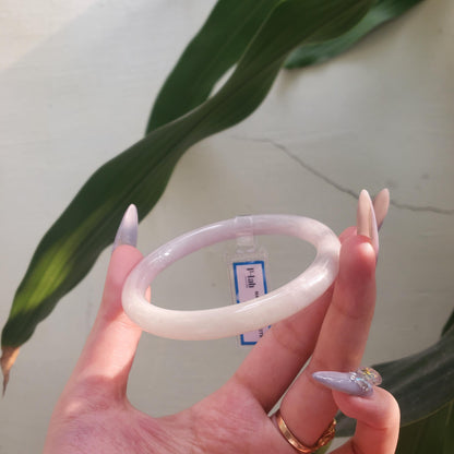 Yingmart 62mm PNJ Certified Natural Color White Natural Jadeite Jade Bangle Bracelet, Real Gemstone, Gift for Her Mom Grandma Grandpa Sister