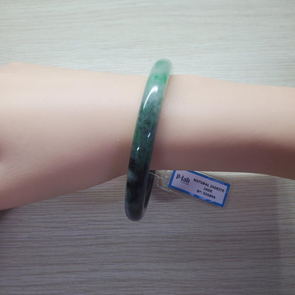Yingmart 63mm PNJ Certified Natural Color Dark Green Black Natural Jadeite Jade Bangle Bracelet, Real Gemstone Gift for Mom Grandma Sister