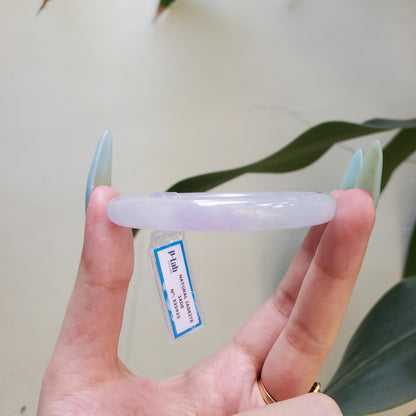 Yingmart 55mm PNJ Certified Natural Color Light Green Light Purple White Natural Jadeite Jade Bangle Bracelet, Real Gemstone Gift for Mom