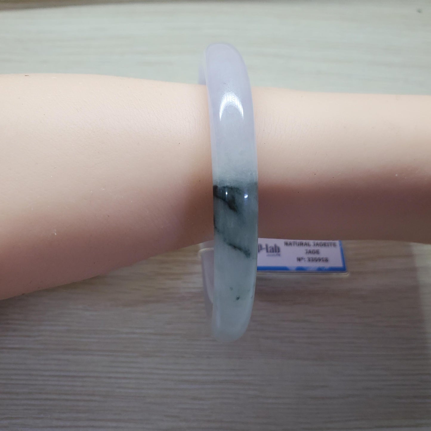 Yingmart 60mm PNJ Certified Natural Color Light Green Light Purple White Green Natural Jadeite Jade Bangle Bracelet, Real Gemstone Gift