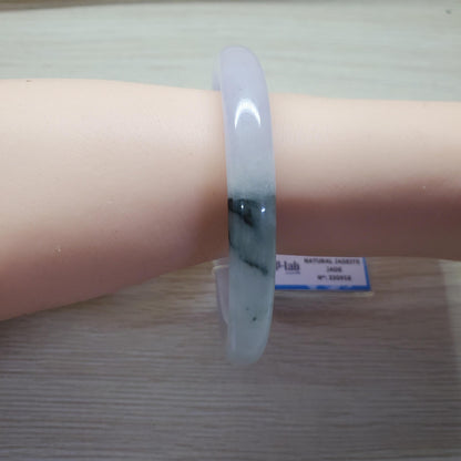 Yingmart 60mm PNJ Certified Natural Color Light Green Light Purple White Green Natural Jadeite Jade Bangle Bracelet, Real Gemstone Gift