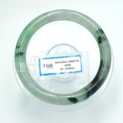 Yingmart 58mm PNJ Certified Natural Color Black Green White Natural Jadeite Jade Bangle Bracelet, Real Gemstone Gift for Her Mom Sister