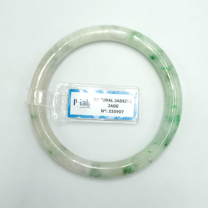 Yingmart 60mm PNJ Certified Natural Color Green Light Green Natural Jadeite Jade Bangle Bracelet, Real Gemstone Gift for Her Mom Sister