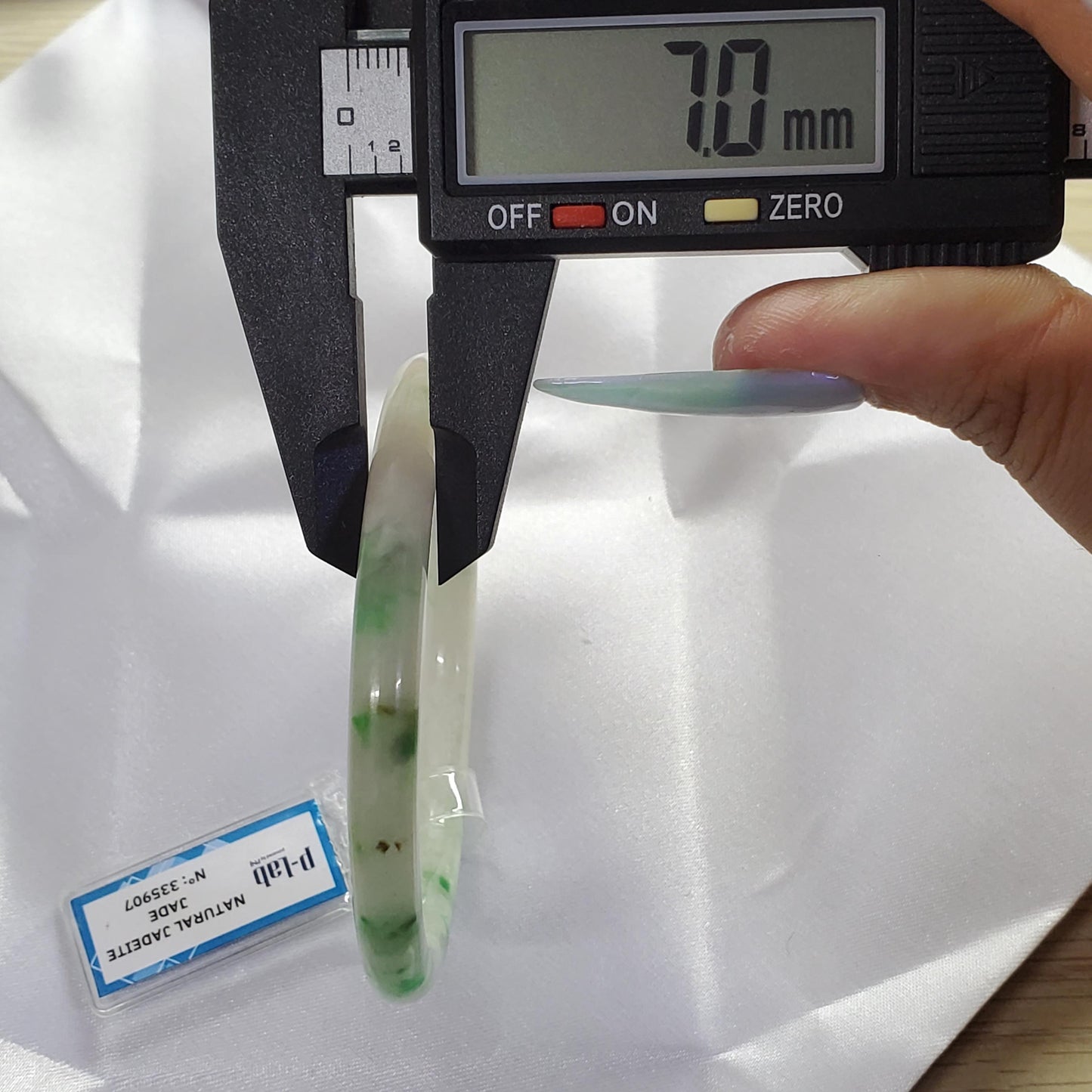 Yingmart 60mm PNJ Certified Natural Color Green Light Green Natural Jadeite Jade Bangle Bracelet, Real Gemstone Gift for Her Mom Sister