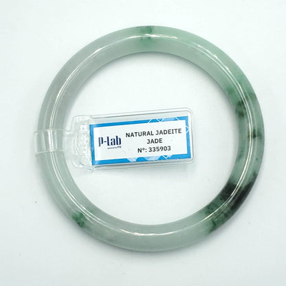 Yingmart 58mm PNJ Certified Natural Color Black Green White Natural Jadeite Jade Bangle Bracelet, Real Gemstone Gift for Her Mom Sister
