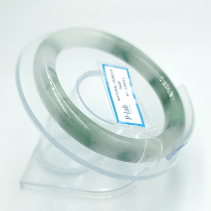 Yingmart 53mm PNJ Certified Natural Color Dark Green Green White Natural Jadeite Jade Bangle Bracelet, Real Gemstone Gift for Her Mom Sister