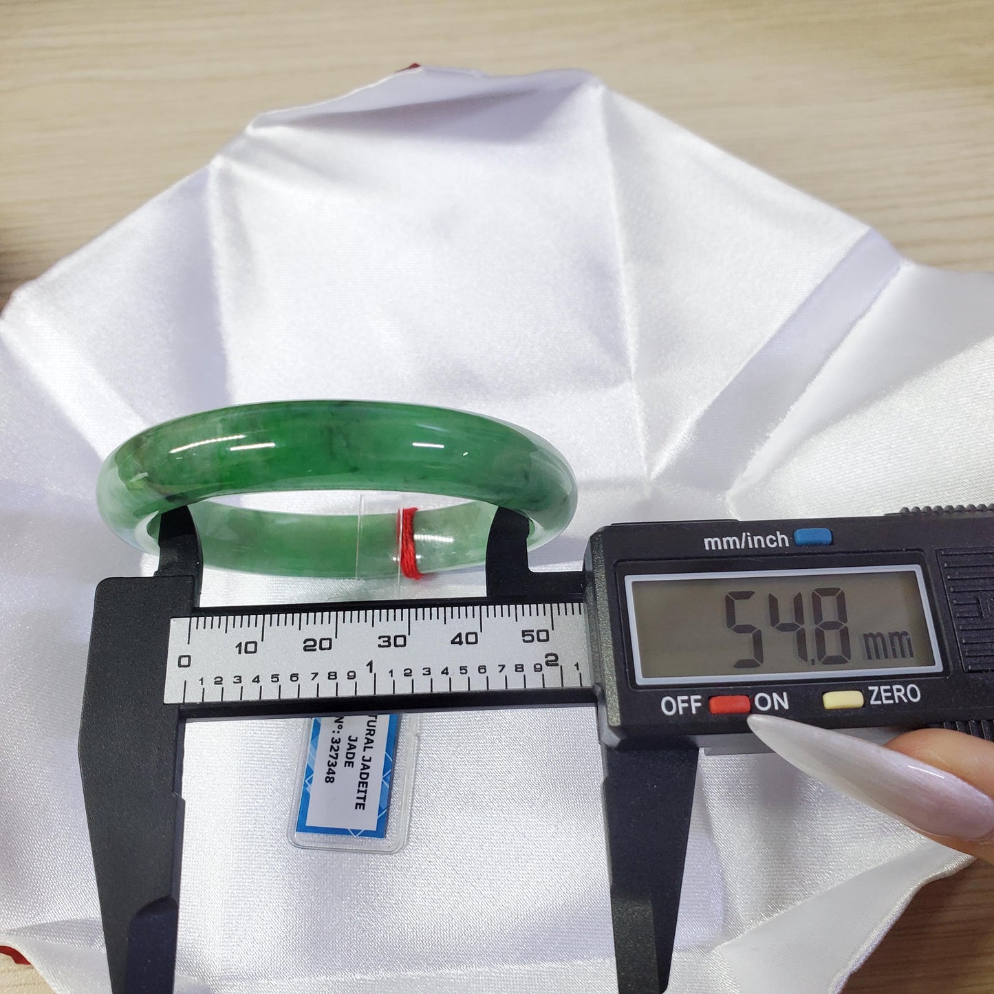 Yingmart 54mm PNJ Certified Natural Color Green White  Natural Jadeite Jade Bangle Bracelet, Real Gemstone Gift for Her Mom Sister Grandma