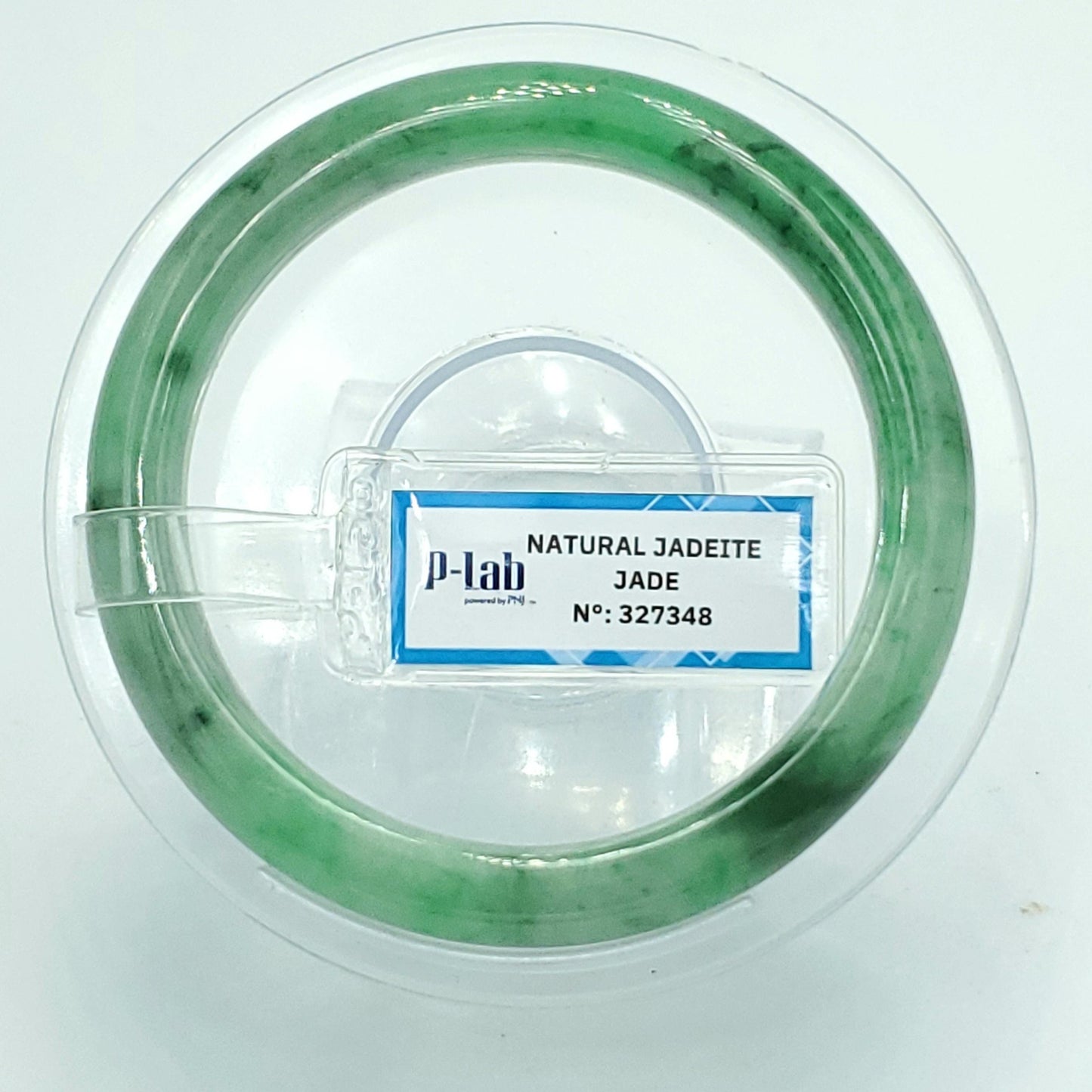 Yingmart 54mm PNJ Certified Natural Color Green White  Natural Jadeite Jade Bangle Bracelet, Real Gemstone Gift for Her Mom Sister Grandma