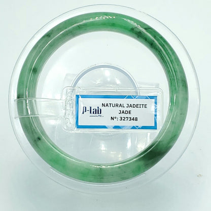 Yingmart 54mm PNJ Certified Natural Color Green White  Natural Jadeite Jade Bangle Bracelet, Real Gemstone Gift for Her Mom Sister Grandma