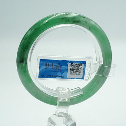Yingmart 54mm PNJ Certified Natural Color Green White  Natural Jadeite Jade Bangle Bracelet, Real Gemstone Gift for Her Mom Sister Grandma
