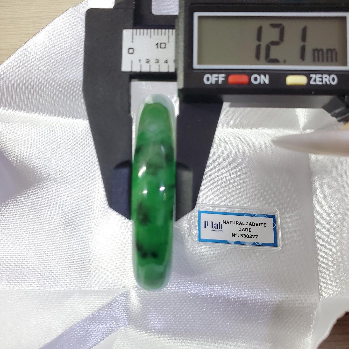 Yingmart 52mm PNJ Certified Natural Color Green White  Natural Jadeite Jade Bangle Bracelet, Real Gemstone Gift for Her Mom Sister Grandma