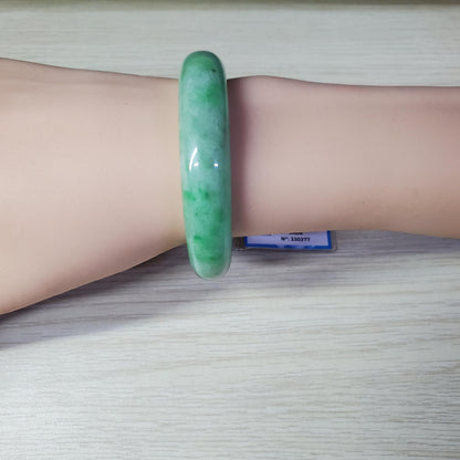 Yingmart 52mm PNJ Certified Natural Color Green White  Natural Jadeite Jade Bangle Bracelet, Real Gemstone Gift for Her Mom Sister Grandma